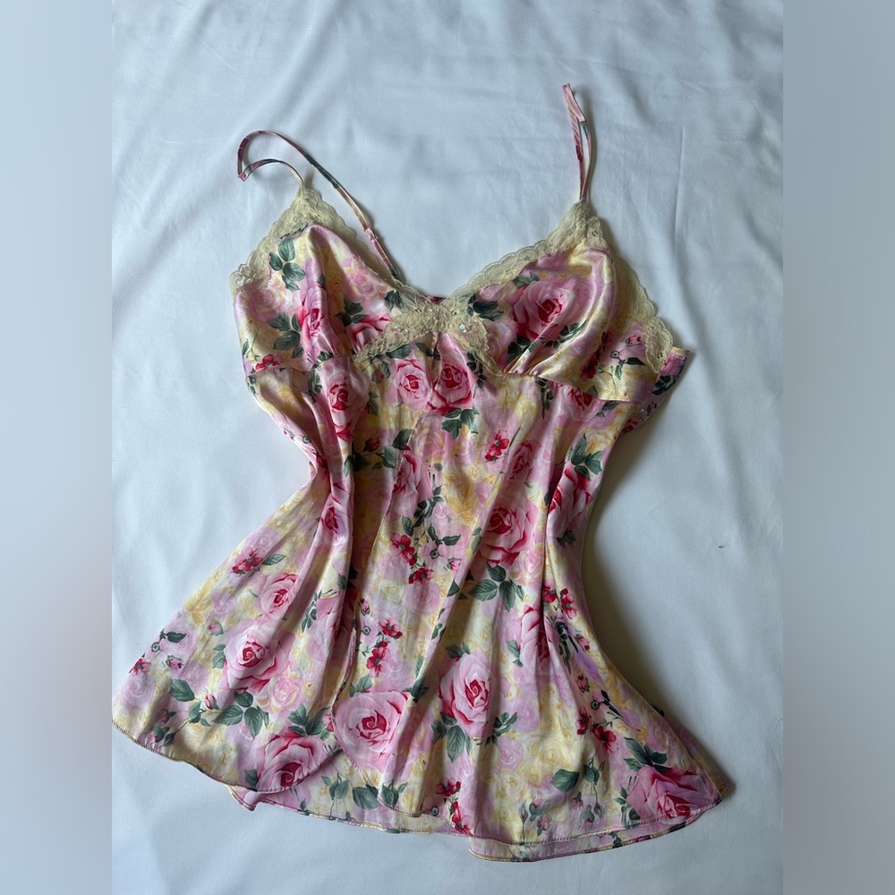 Pink Floral Silk Sleeping Gown